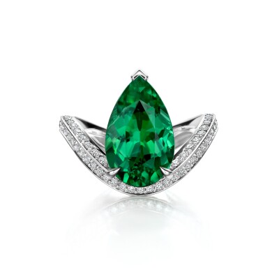 SLAETS ATELIER - GREEN TOURMALINE PAVE - 18KT WHITE GOLD