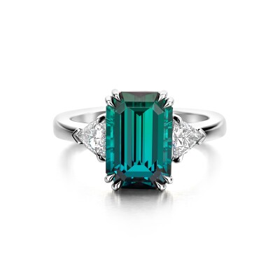 SLAETS ATELIER - BLUISH GREEN TOURMALINE AND DIAMONDS - PLATINUM