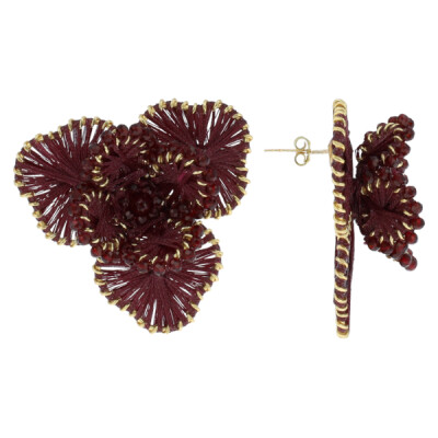 Boucles d'oreilles fleurs bordeaux - Large
