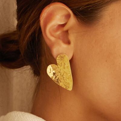 Boucles d'oreilles Coeur Coracao - acier doré