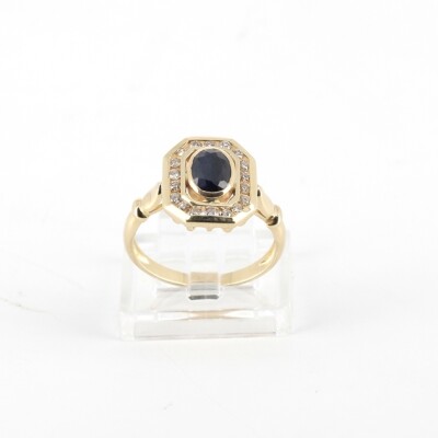 Bague or jaune saphir et diamants