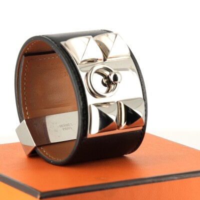 Bracelet collier de chien cuir noir