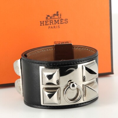 Bracelet collier de chien cuir noir