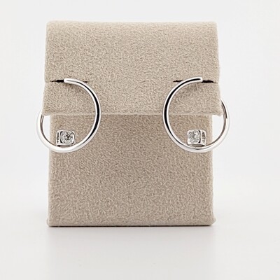 Occasion Boucles d'oreilles créoles dinh van Le Cube Diamant en or blanc