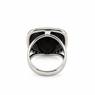 Bague or blanc et onyx