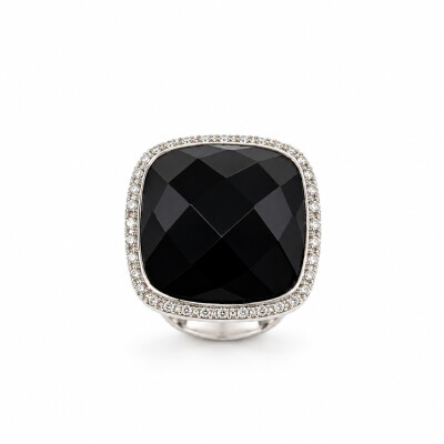 Bague or blanc et onyx