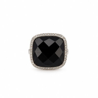 Bague or blanc et onyx