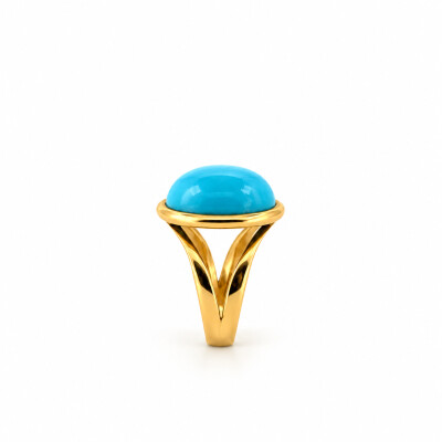 Bague or jaune et pierre turquoise
