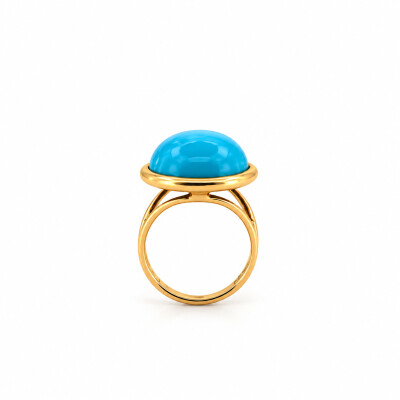 Bague or jaune et pierre turquoise