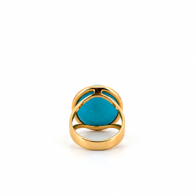 Bague or jaune et pierre turquoise