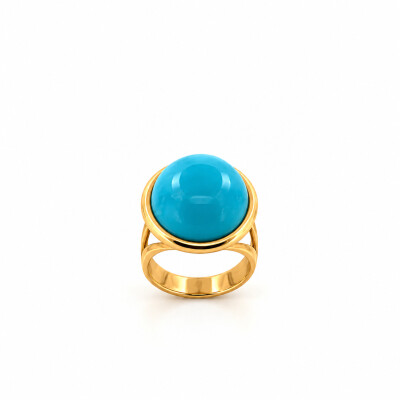 Bague or jaune et pierre turquoise