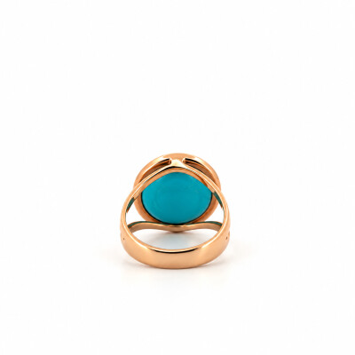 Bague en or rose et pierre turquoise