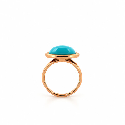 Bague en or rose et pierre turquoise