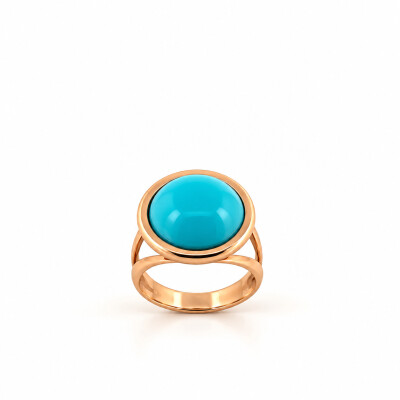 Bague en or rose et pierre turquoise