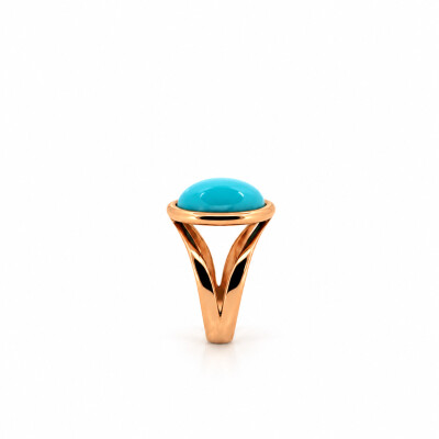 Bague en or rose et pierre turquoise