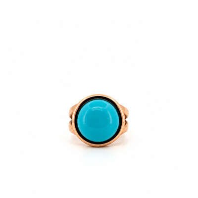 Bague en or rose et pierre turquoise