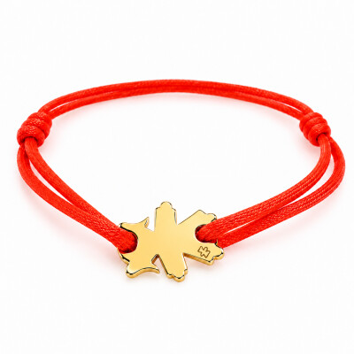 Bracelet Loupidou 15 mm - Or jaune 18 carats et cordon orange