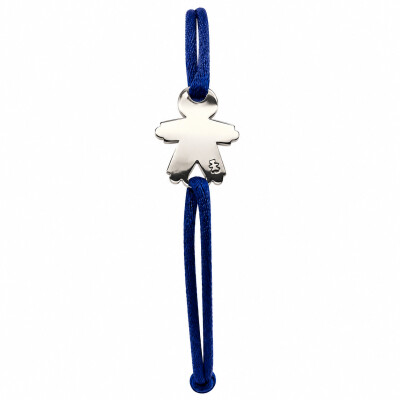 Bracelet Loupidou - Argent et cordon bleu roi