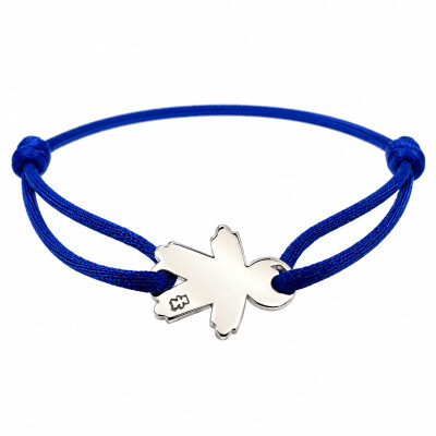 Bracelet Loupidou - Argent et cordon bleu roi