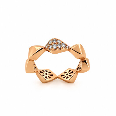 Bague Géométrique en Or Rose et Diamants