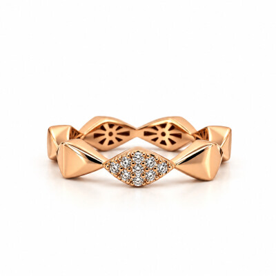 Bague Géométrique en Or Rose et Diamants