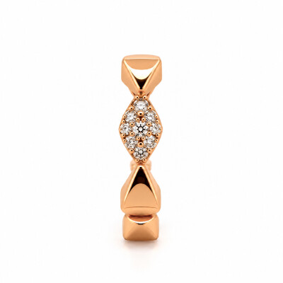 Bague Géométrique en Or Rose et Diamants