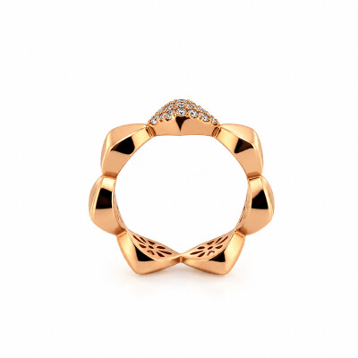 Bague Géométrique en Or Rose et Diamants
