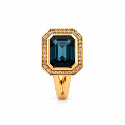 Bague Topaze Blue London et Diamants