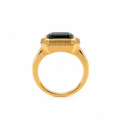Bague Topaze Blue London et Diamants