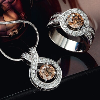 Cognac Diamond ring and pendant