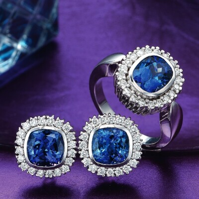 Tanzanite and Diamond ring and earrings