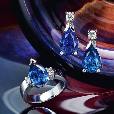 Tanzanite and Diamond ring and earrings