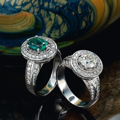 Emerald and Diamond rings