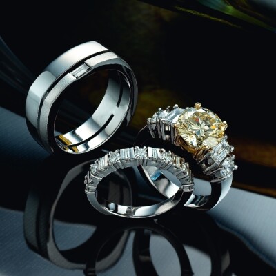 Diamond rings and wedding band