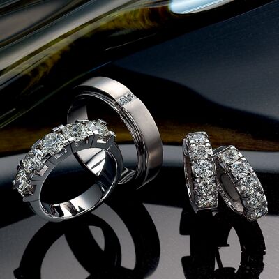 Diamond rings and huggie earrings