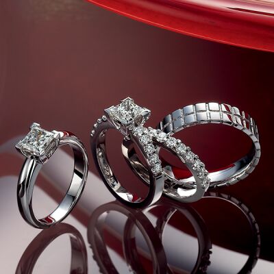 Diamond rings and wedding band