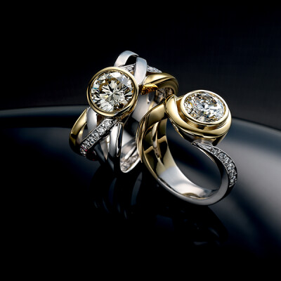 Yellow and white gold Diamond rings