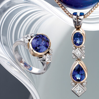 Tanzanite and Diamond ring and pendant