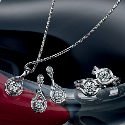 Diamond rings, earrings and pendant set