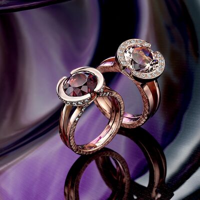 Morganite and Tourmaline Diamond rings