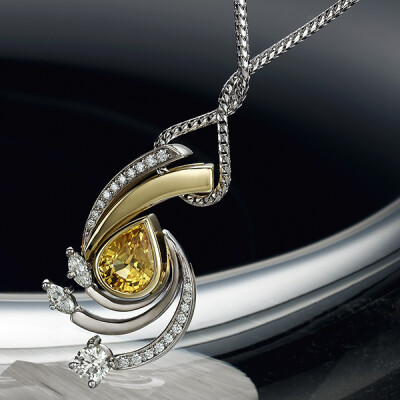 Yellow Sapphire and Diamond pendant