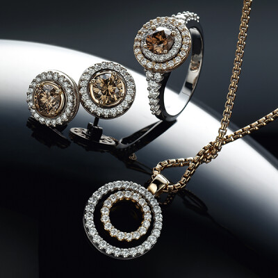 Cognac Diamond jewellery, with circle of life pendant.