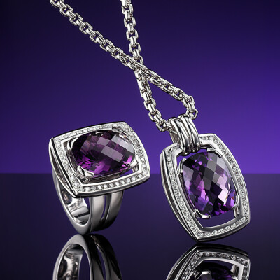 Amethyst and Diamond ring and pendant