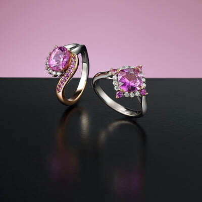 Pink Sapphire and Diamond rings