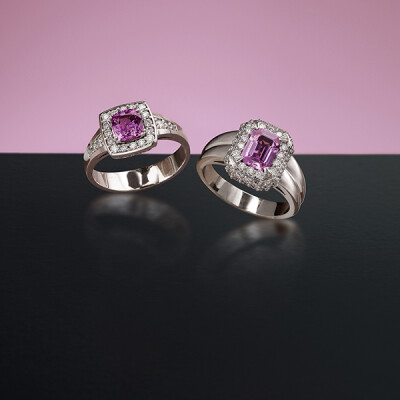 Pink Sapphire and Diamond rings