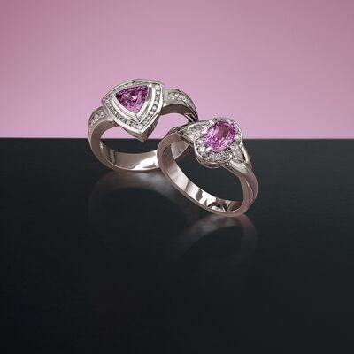 Pink Sapphire and Diamond rings