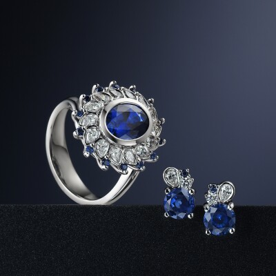 Blue Sapphire and diamond jewellery