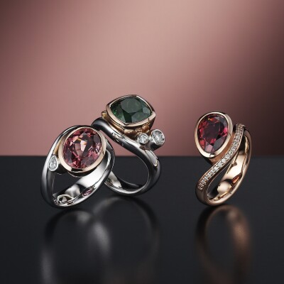 Tourmaline and Diamond rings