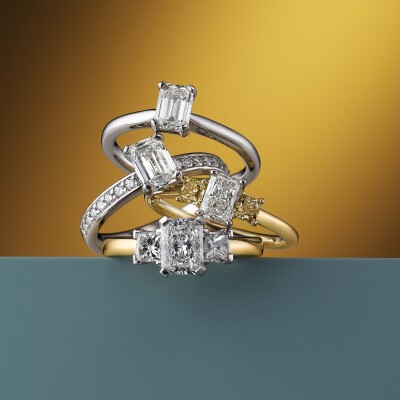 Emerald cut Diamond rings