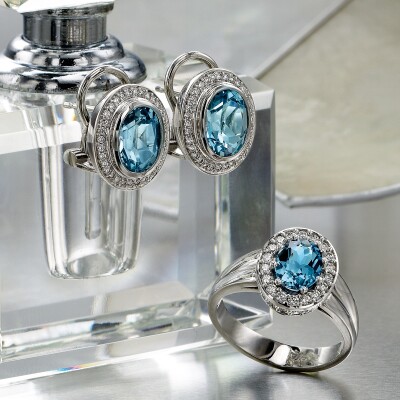 Topaz, Aquamarine and Diamond jewellery